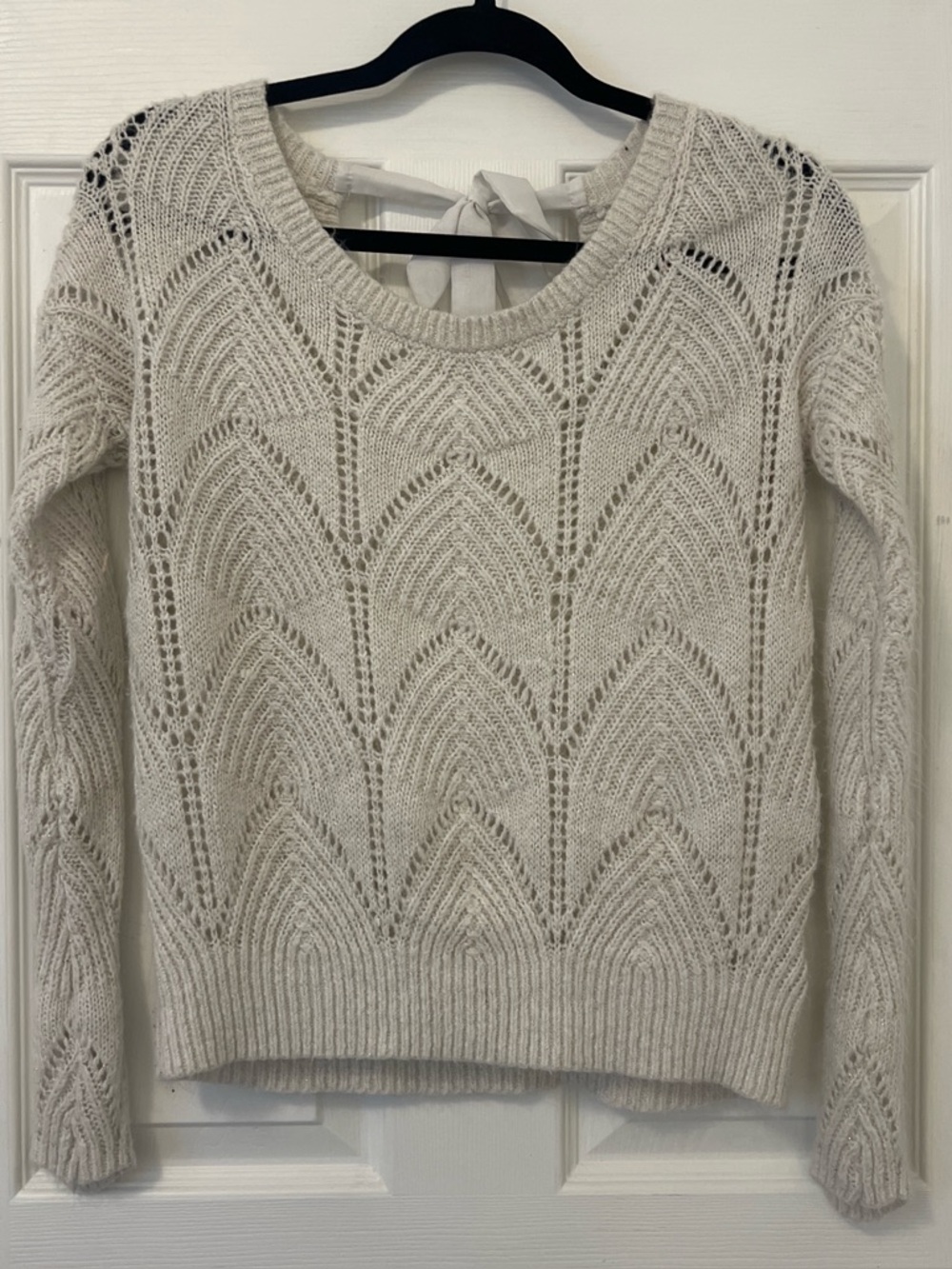 Light Cream Openwork Knit Sweater - Women